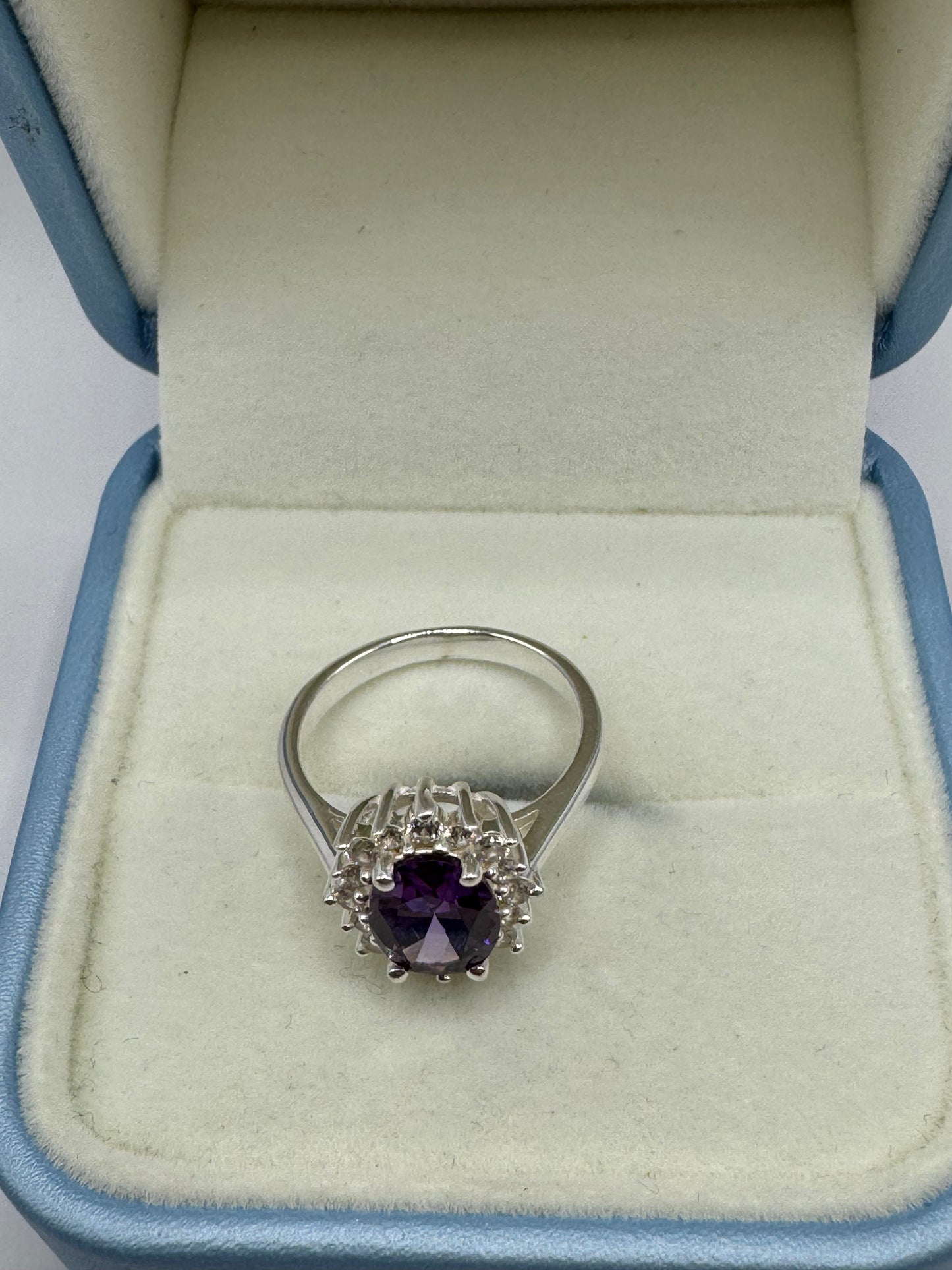 Stirling Silver Amethyst& Cubic Zirconia Ring