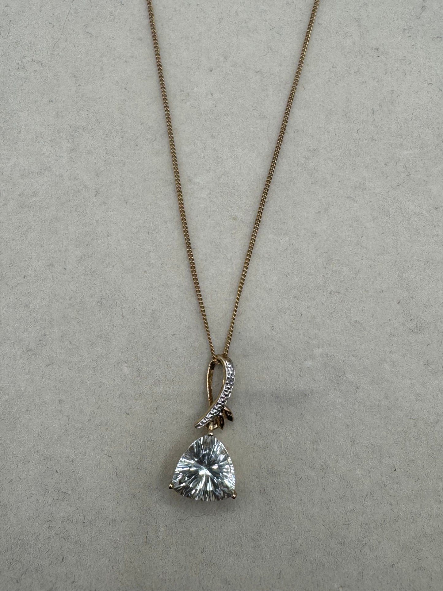 Stirling Silver Gold tone Quartz Necklace 18 inch
