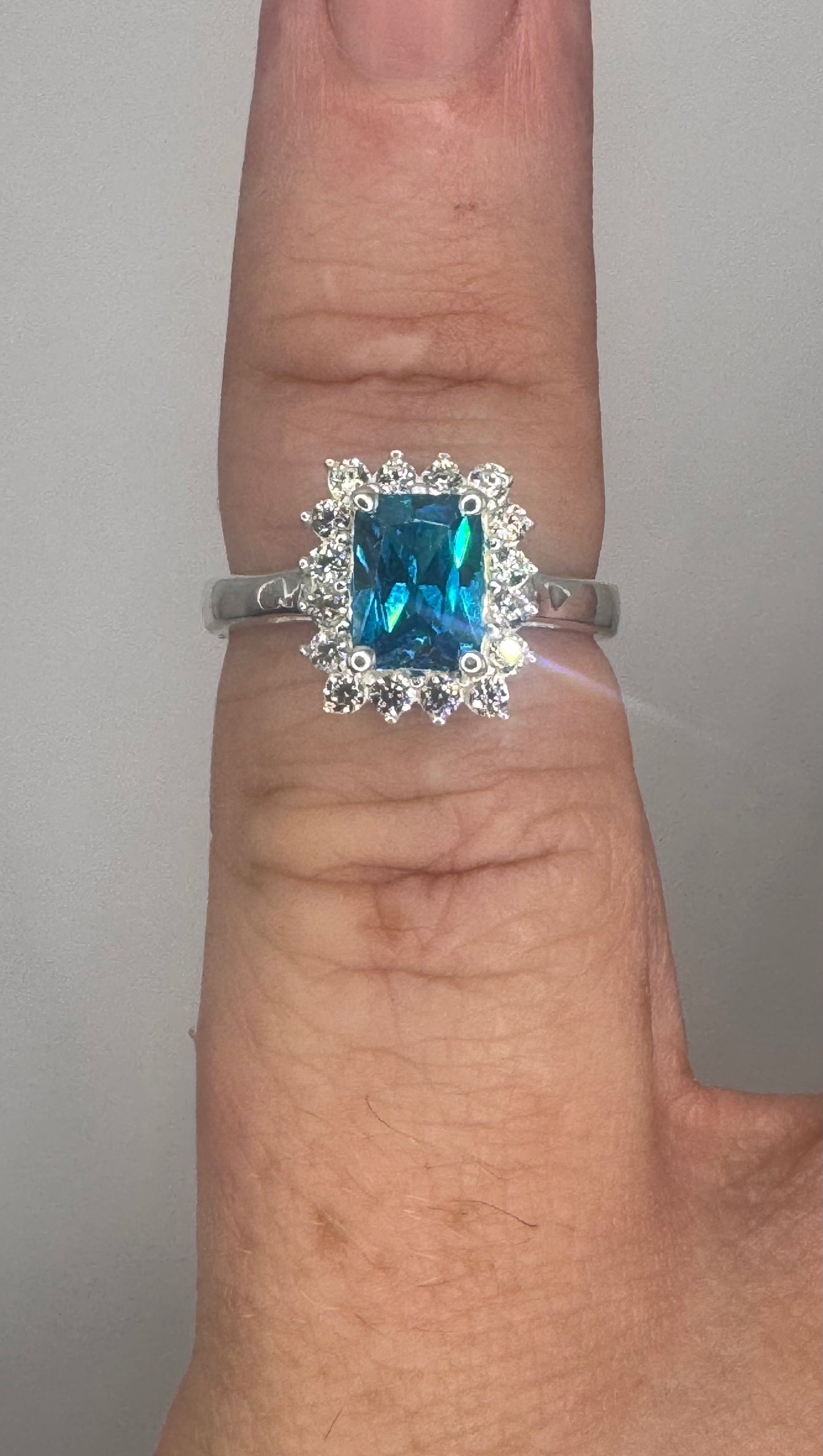 Stirling Silver Topaz & Cubic Zirconia Ring