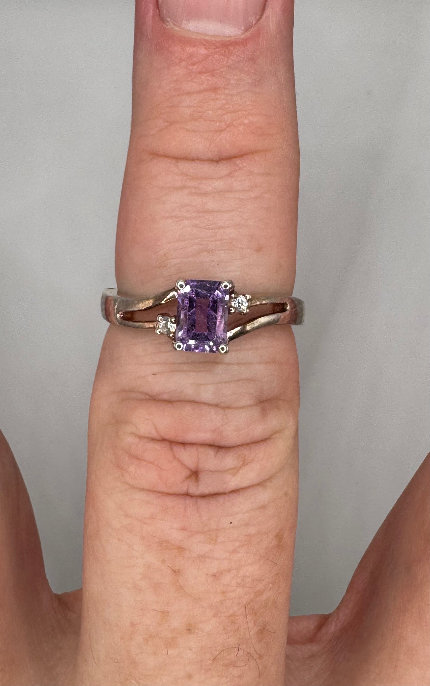 Stirling Silver Amethyst & Cubic Zirconia Ring