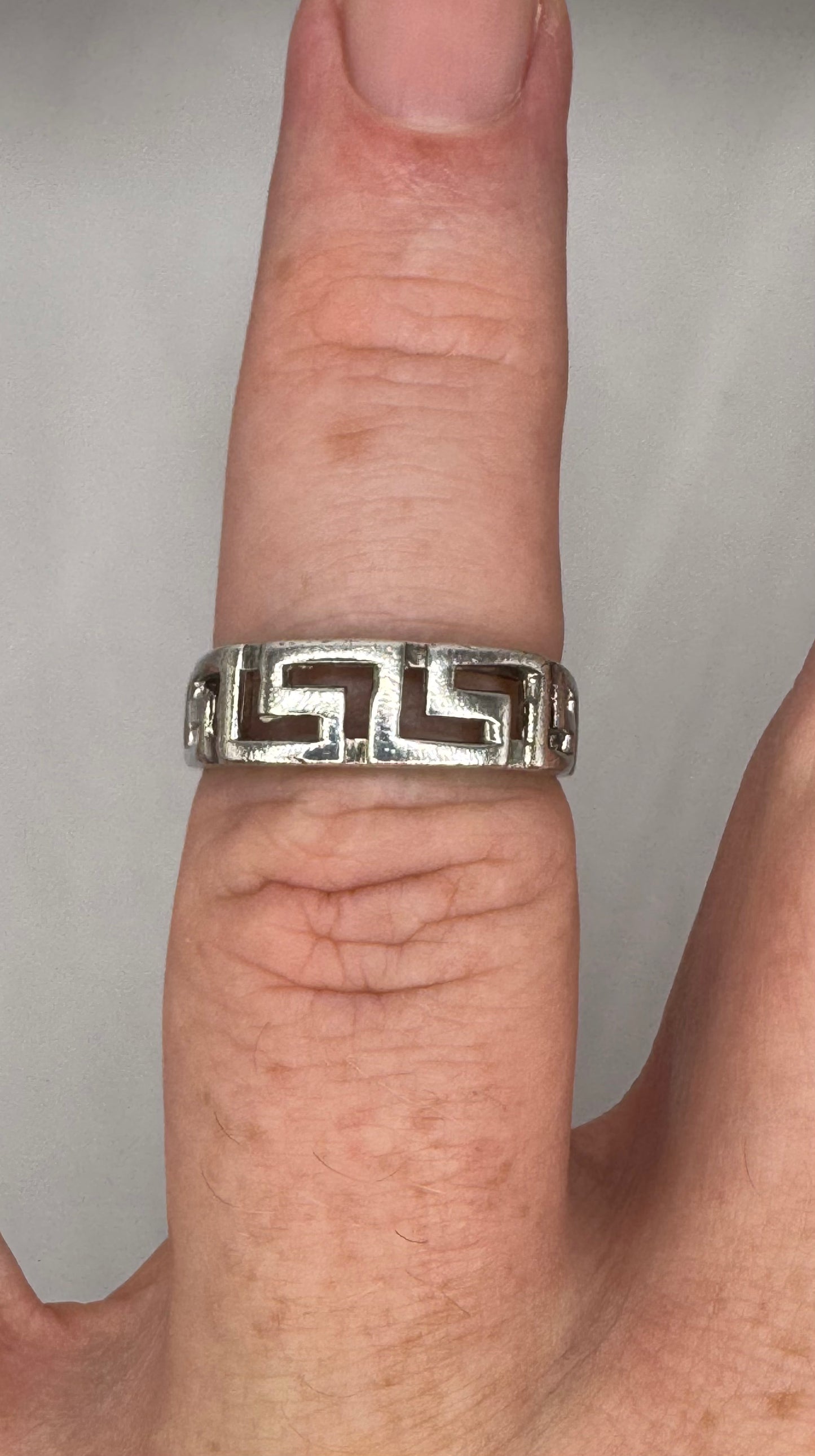 Stirling Silver Greek Key Ring