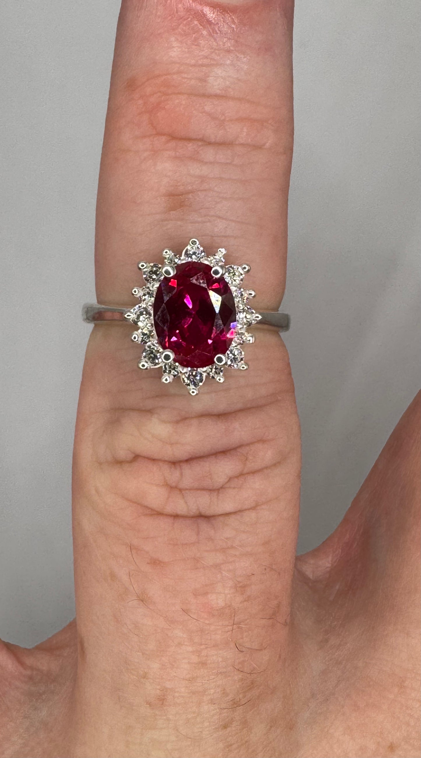 Stirling Silver Ruby & Cubic Zirconia Ring