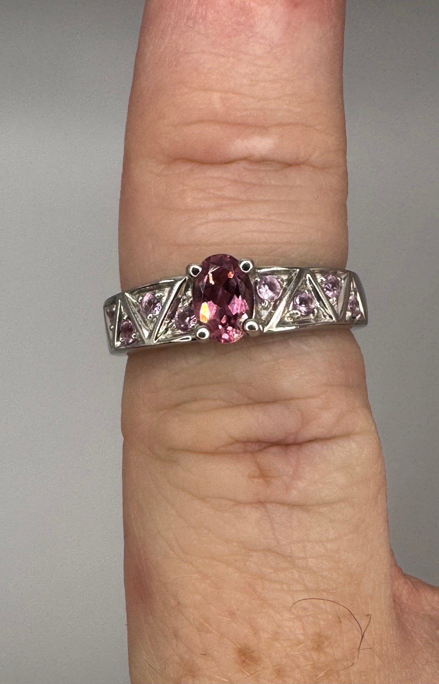 9ct White Gold Pink Tourmaline Ring