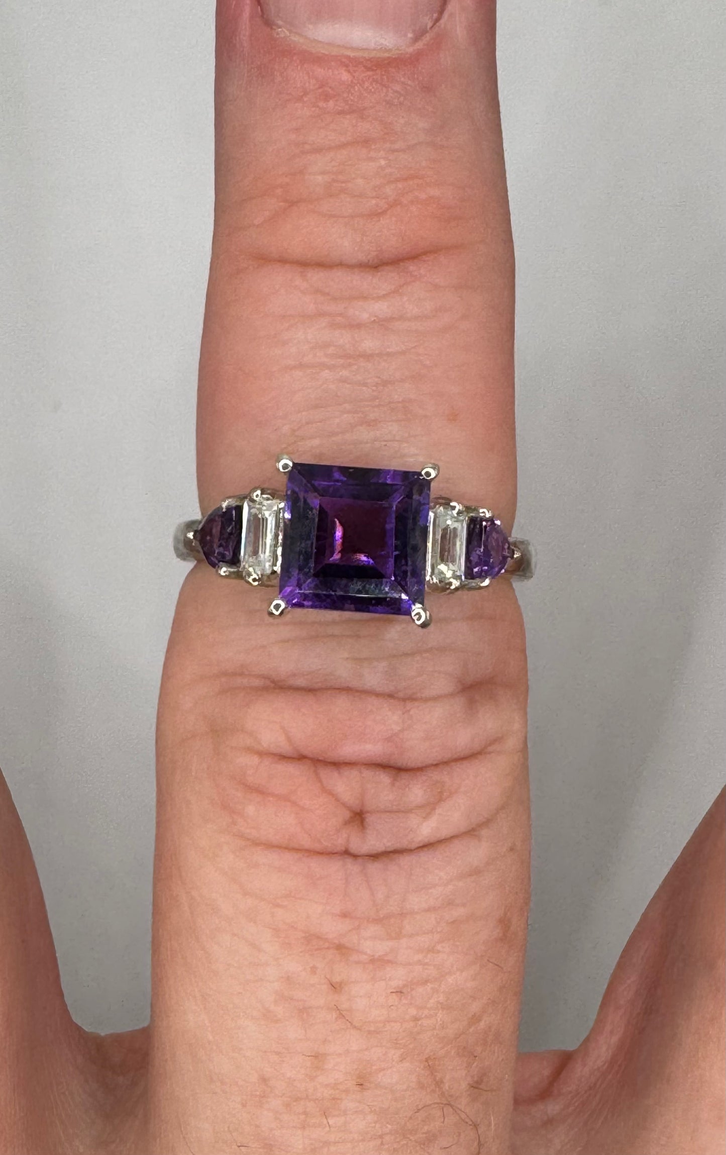 Stirling Silver Amethyst & Zircon Ring
