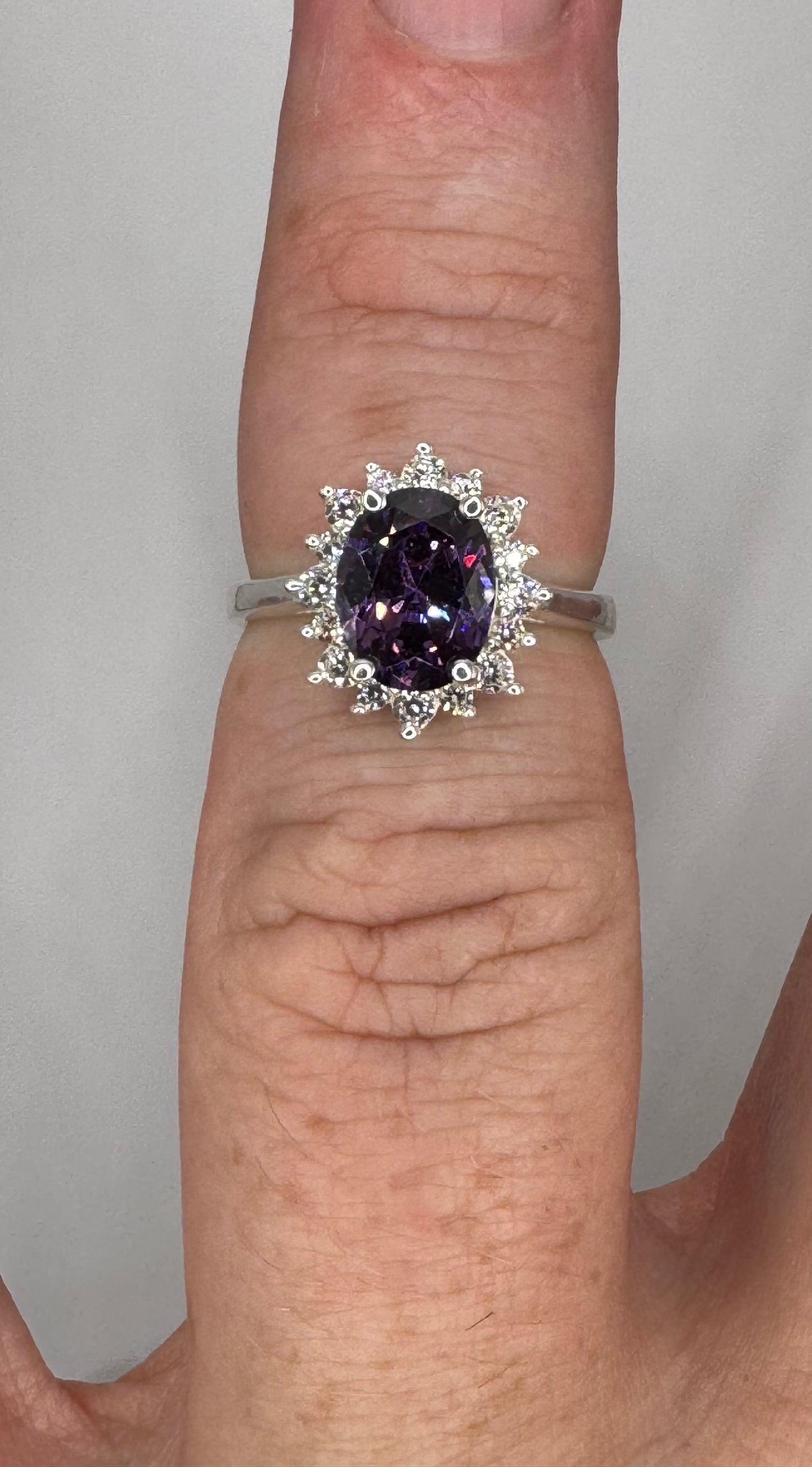 Stirling Silver Amethyst& Cubic Zirconia Ring