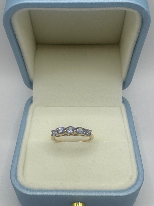 9ct Gold 5 Stone Tanzanite Ring