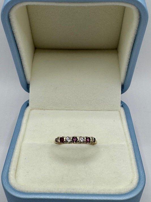 9ct Gold Ruby & Zircon Ring