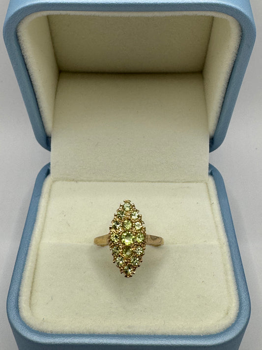 9ct Gold Peridot Navett Ring