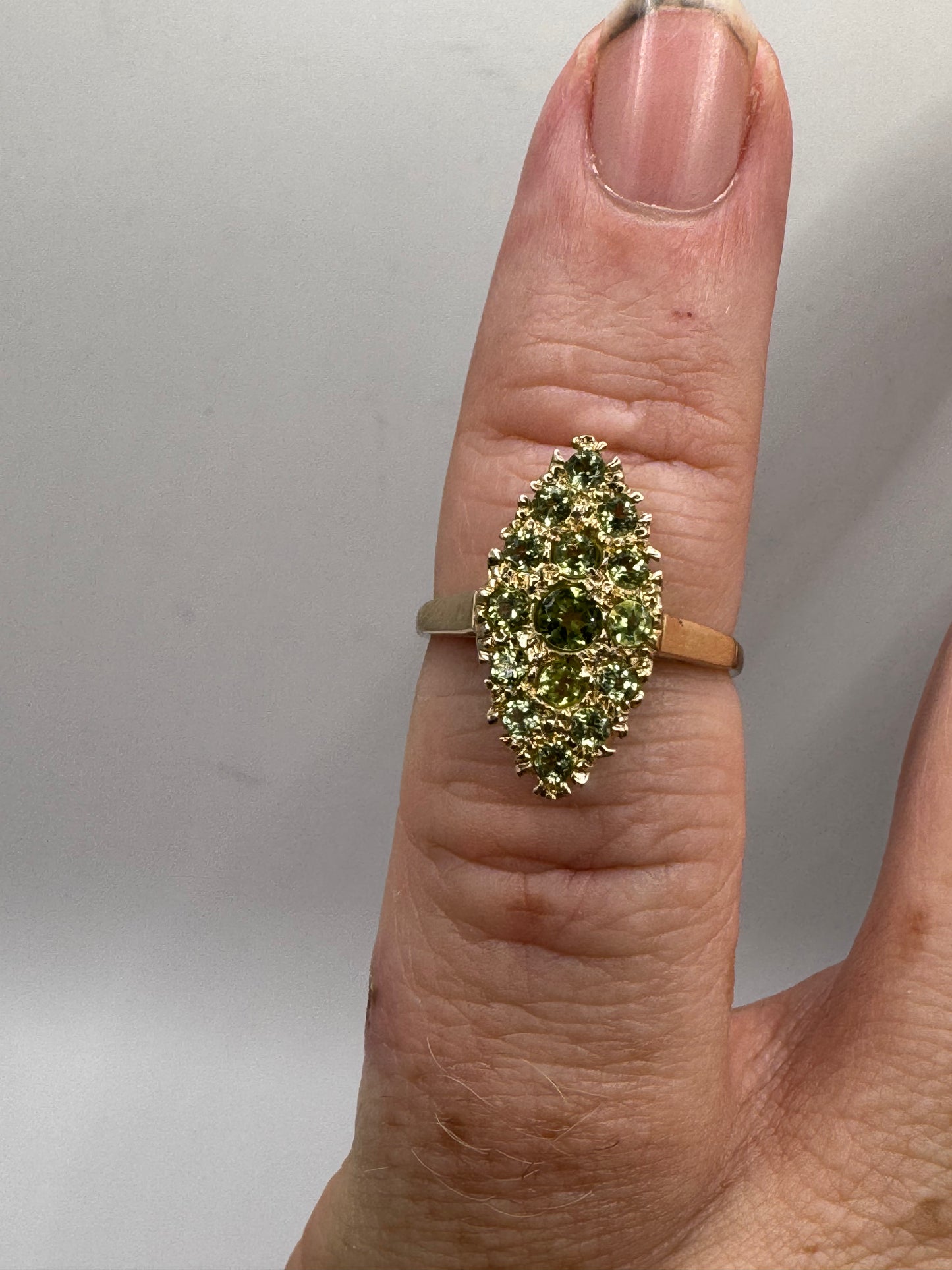 9ct Gold Peridot Navett Ring