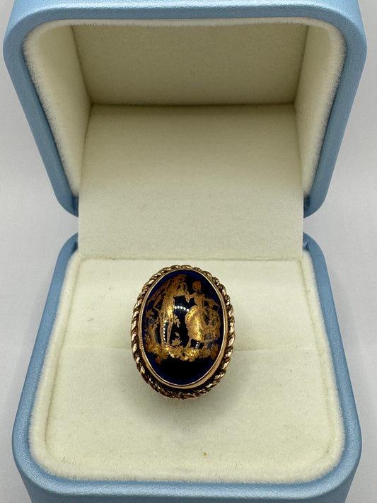 9ct Gold Vintage Limoge Ring