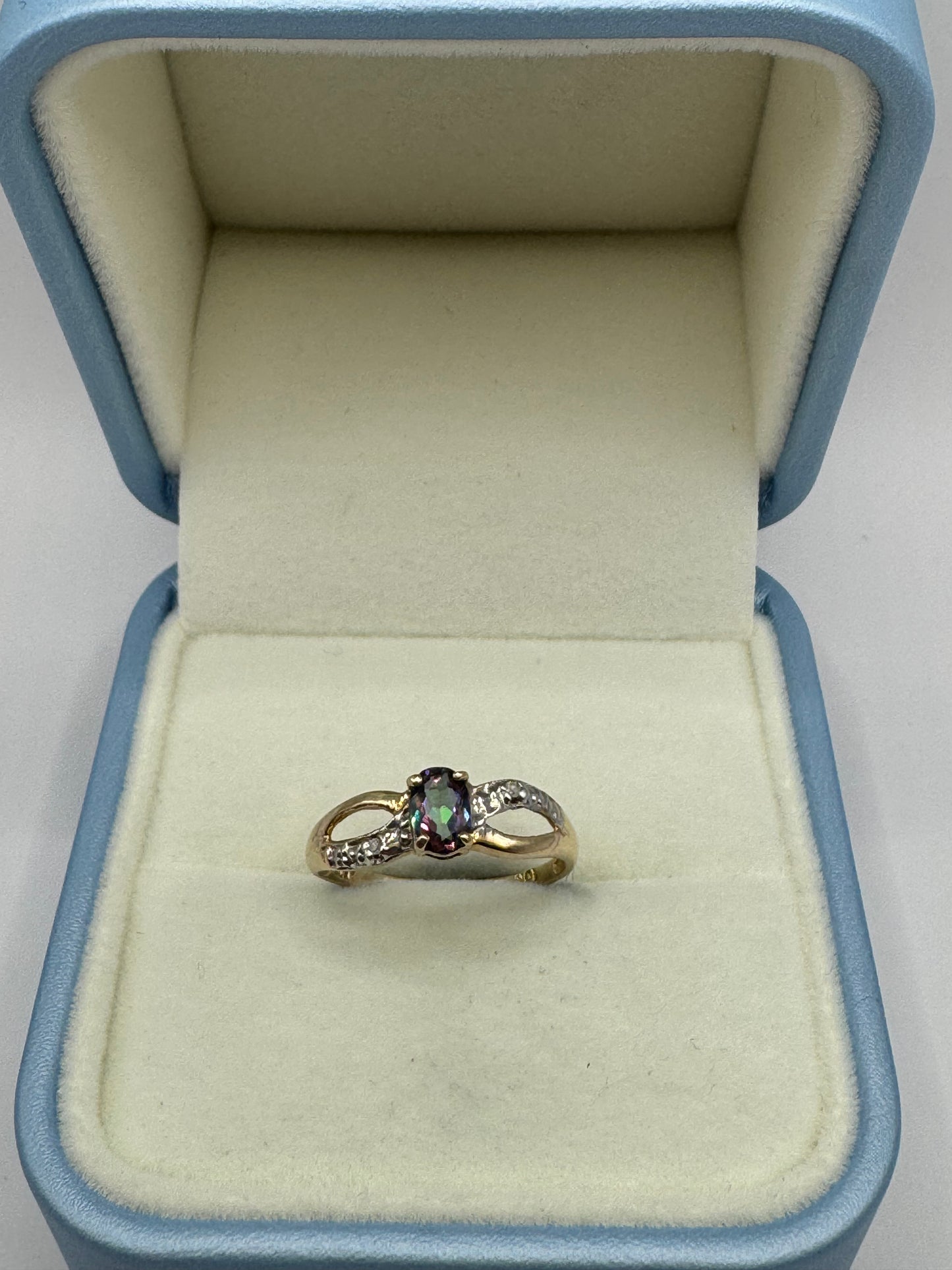 9ct Gold Mystic Topaz & Diamond Ring