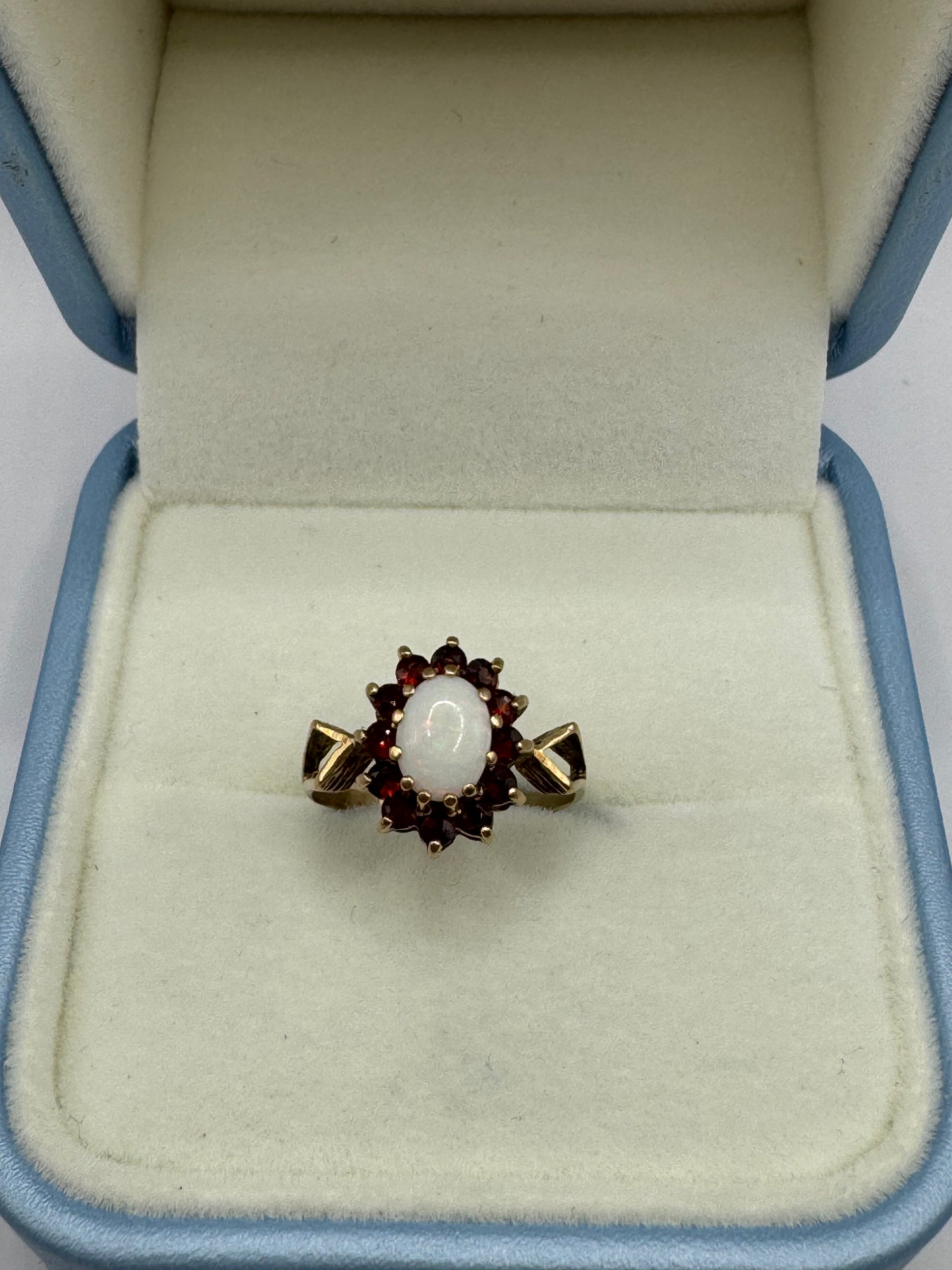 9ct Gold Opal & Garnet Ring