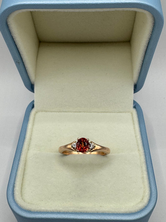 9ct Rose Gold Garnet & Diamond Ring