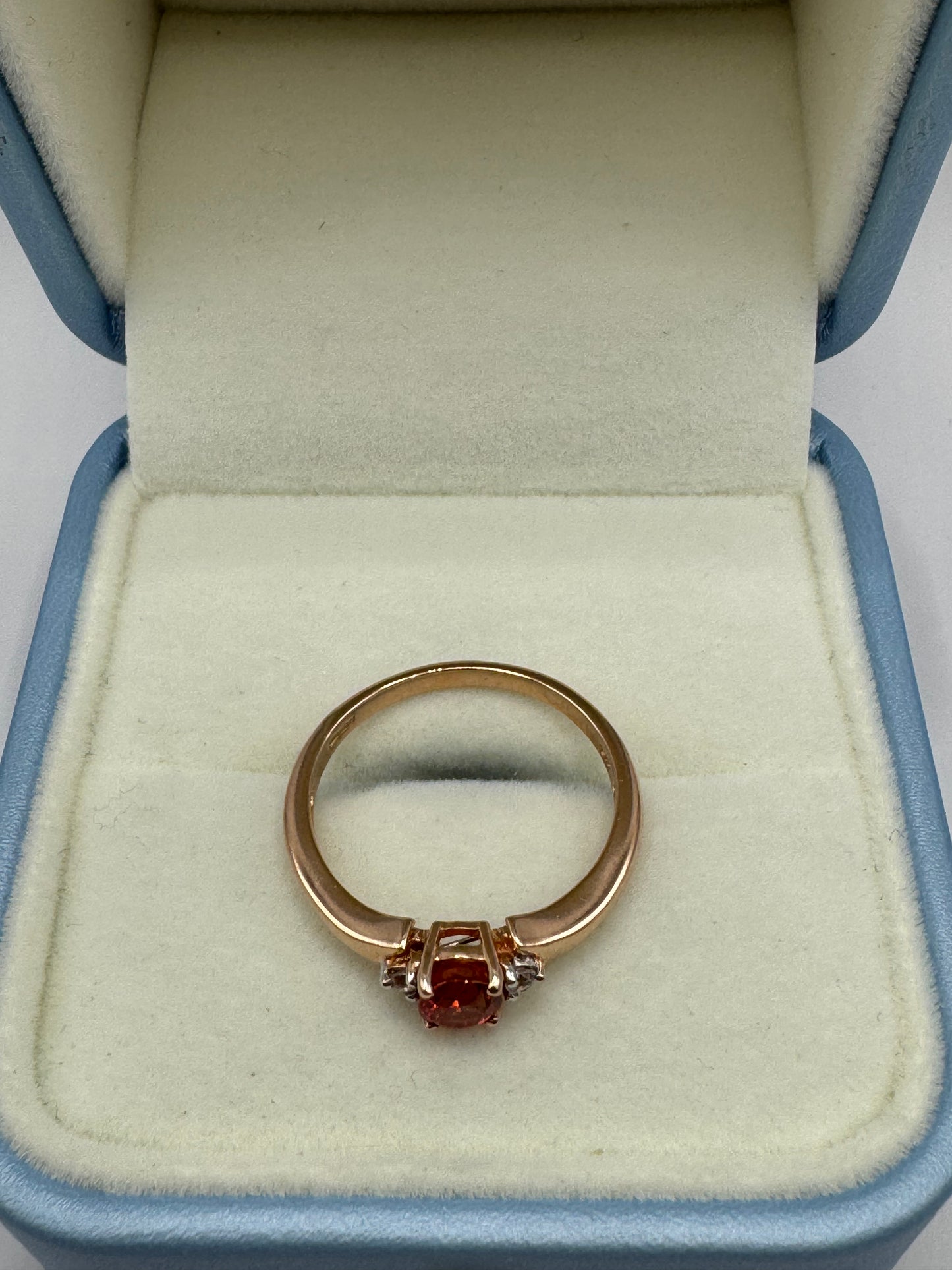 9ct Rose Gold Garnet & Diamond Ring
