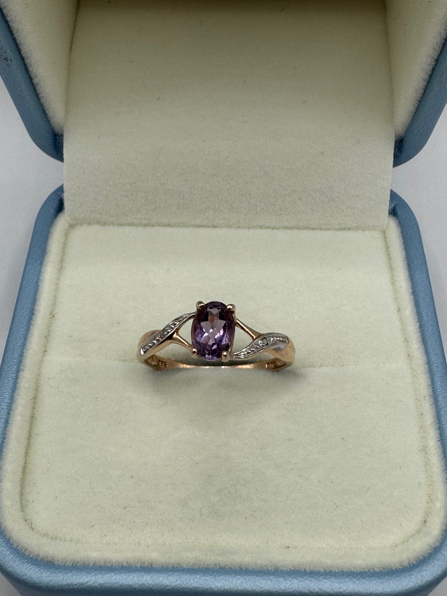 9ct Rose Gold Amethyst & Diamond Ring