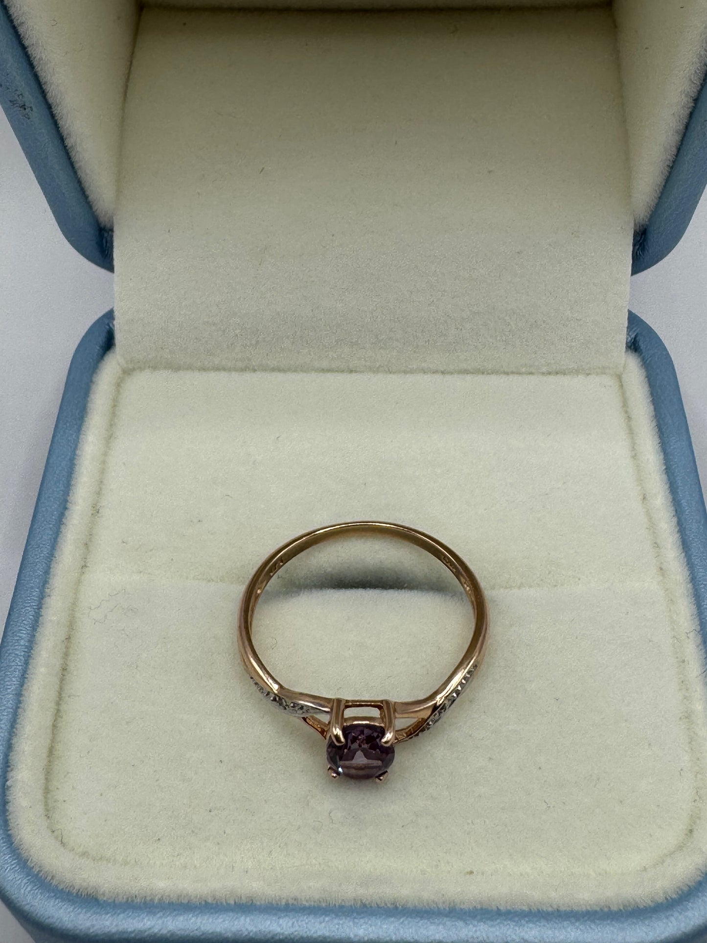 9ct Rose Gold Amethyst & Diamond Ring