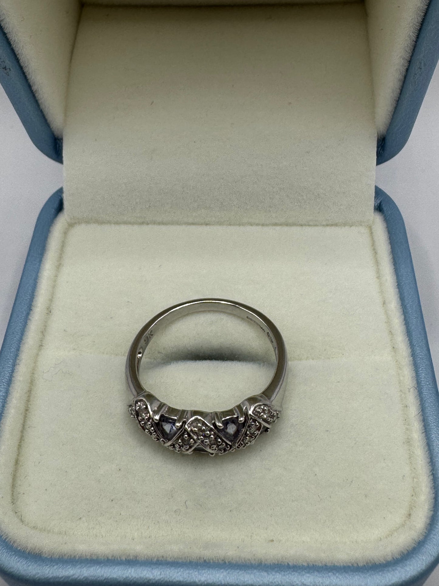 9ct White Gold Tanzanite & Diamond Ring