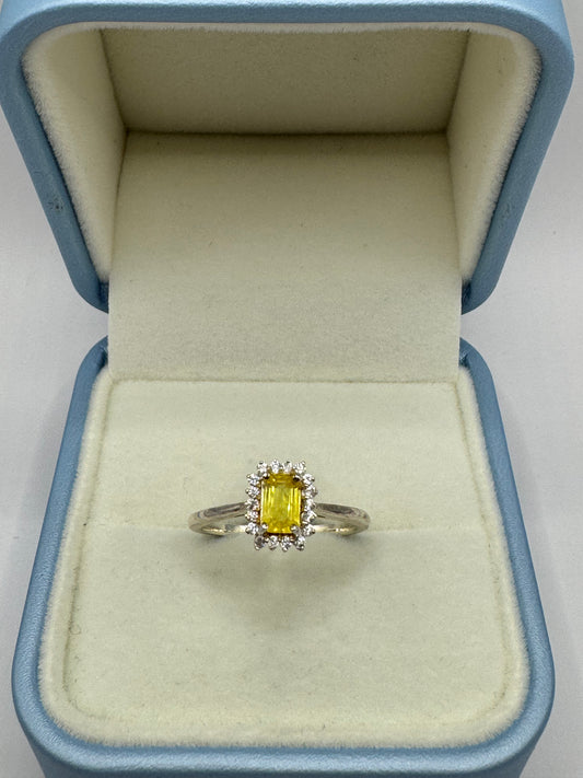 Stirling Silver Citrine & Cubic Zirconia Ring