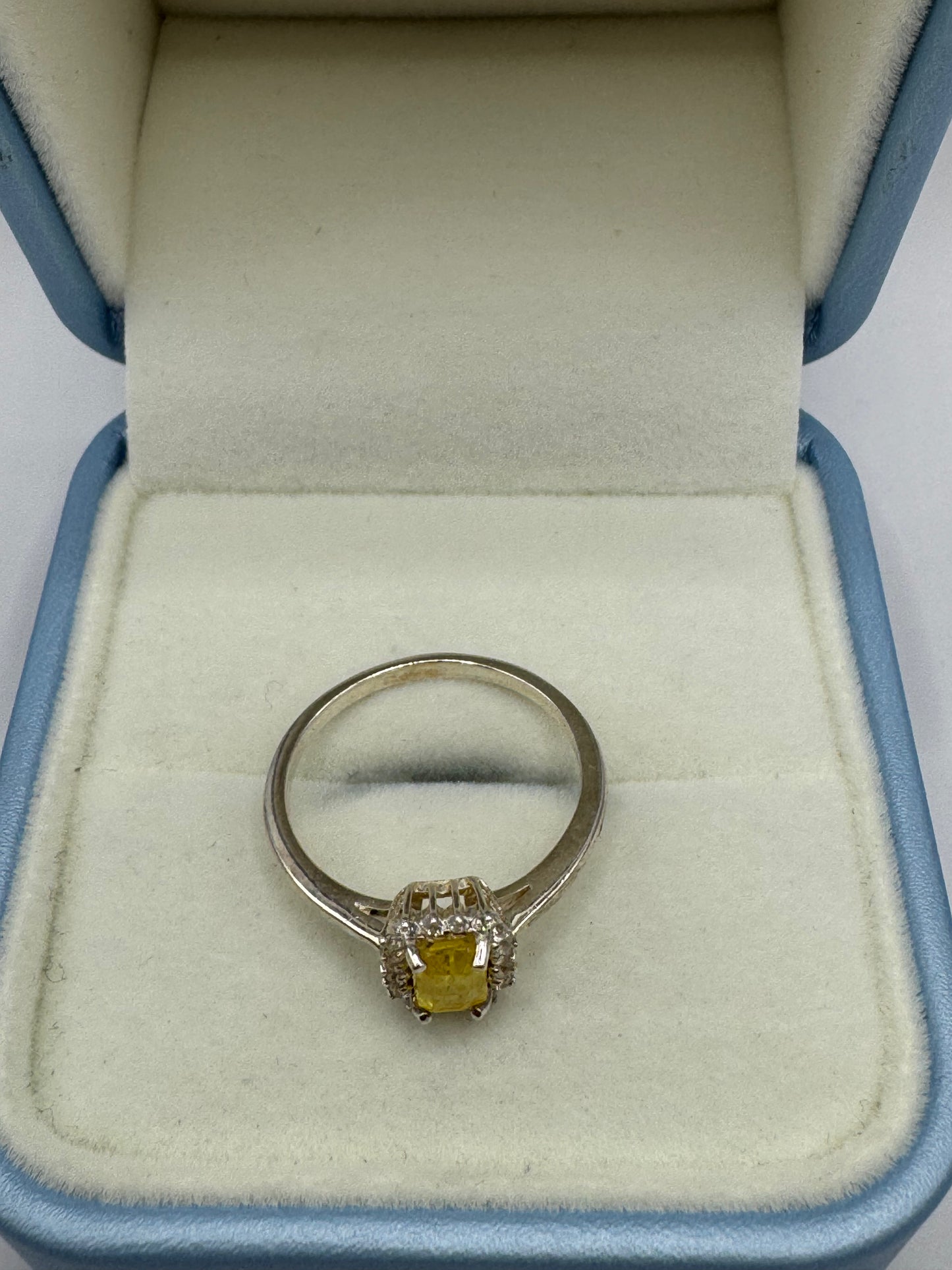 Stirling Silver Citrine & Cubic Zirconia Ring