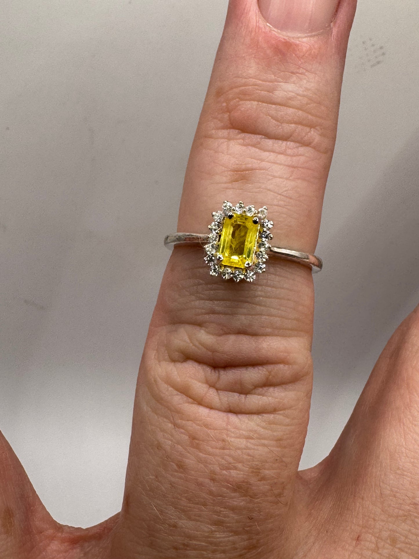 Stirling Silver Citrine & Cubic Zirconia Ring