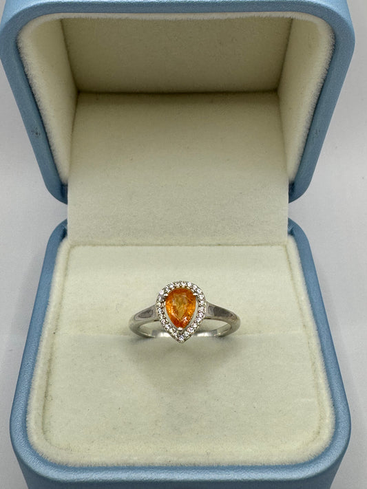 Stirling Silver Citrine & Zircon Ring