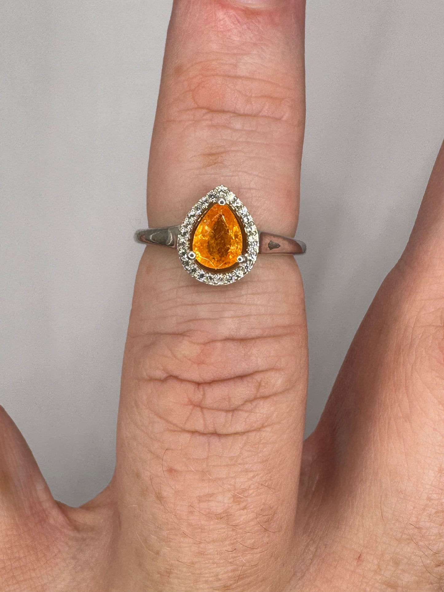 Stirling Silver Citrine & Zircon Ring