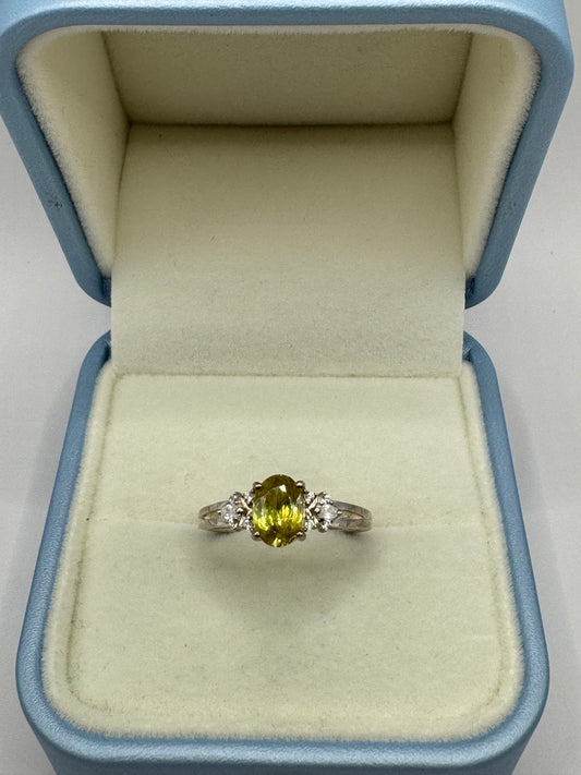 Stirling Silver Peridot & Cubic zirconia Ring