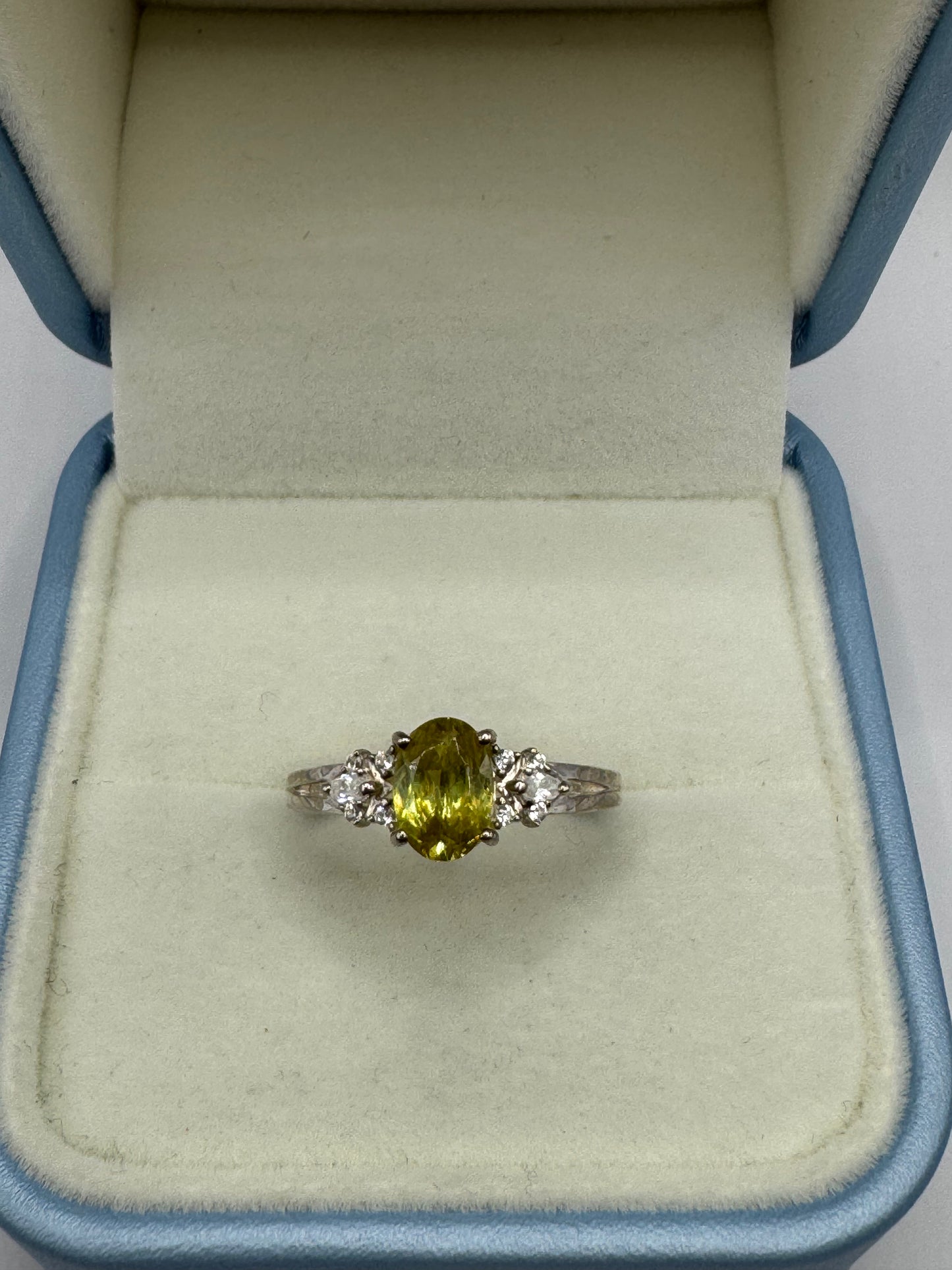 Stirling Silver Peridot & Cubic zirconia Ring
