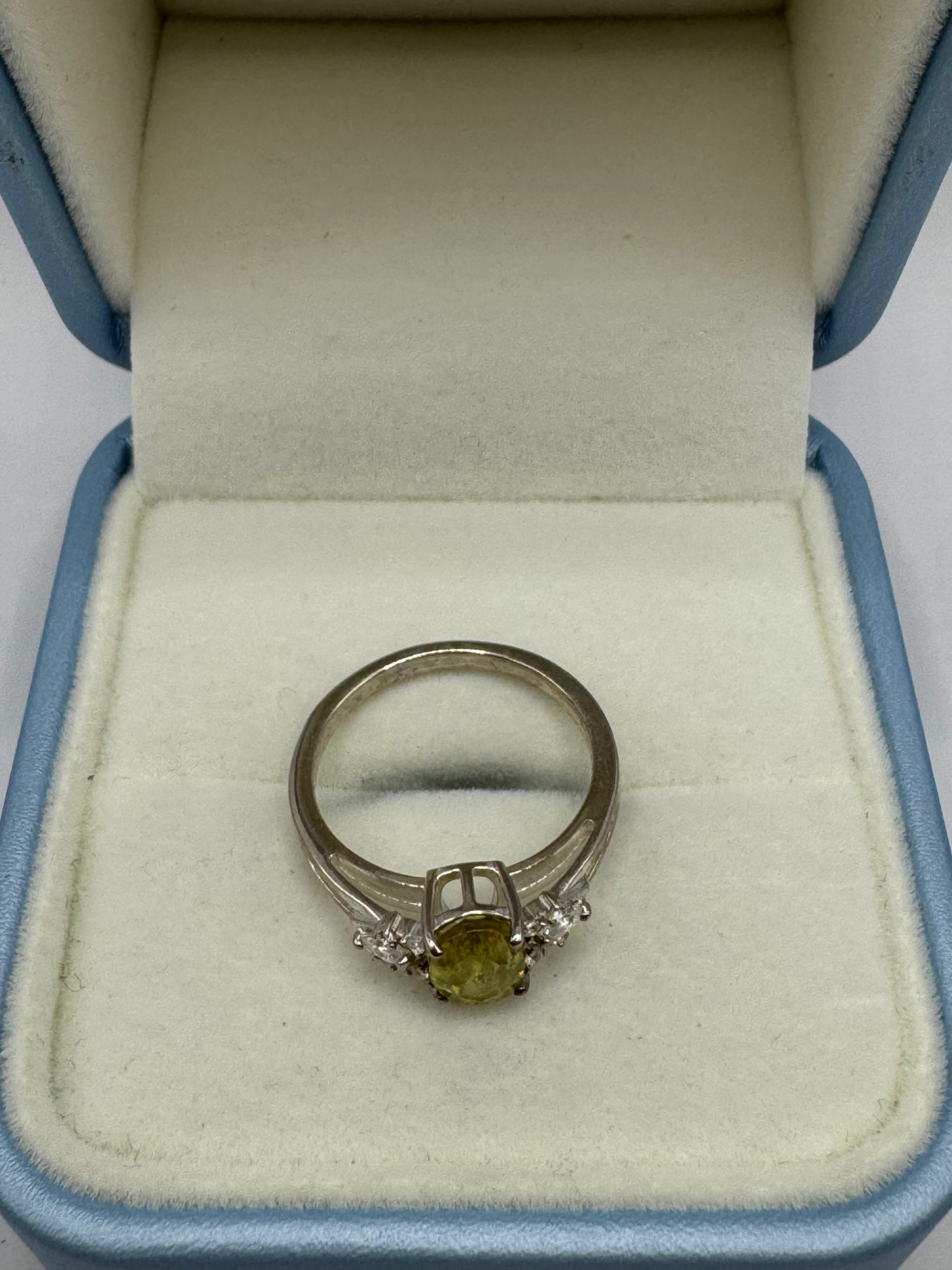 Stirling Silver Peridot & Cubic zirconia Ring