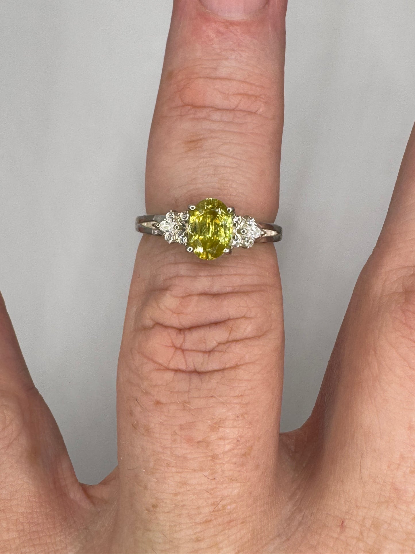 Stirling Silver Peridot & Cubic zirconia Ring