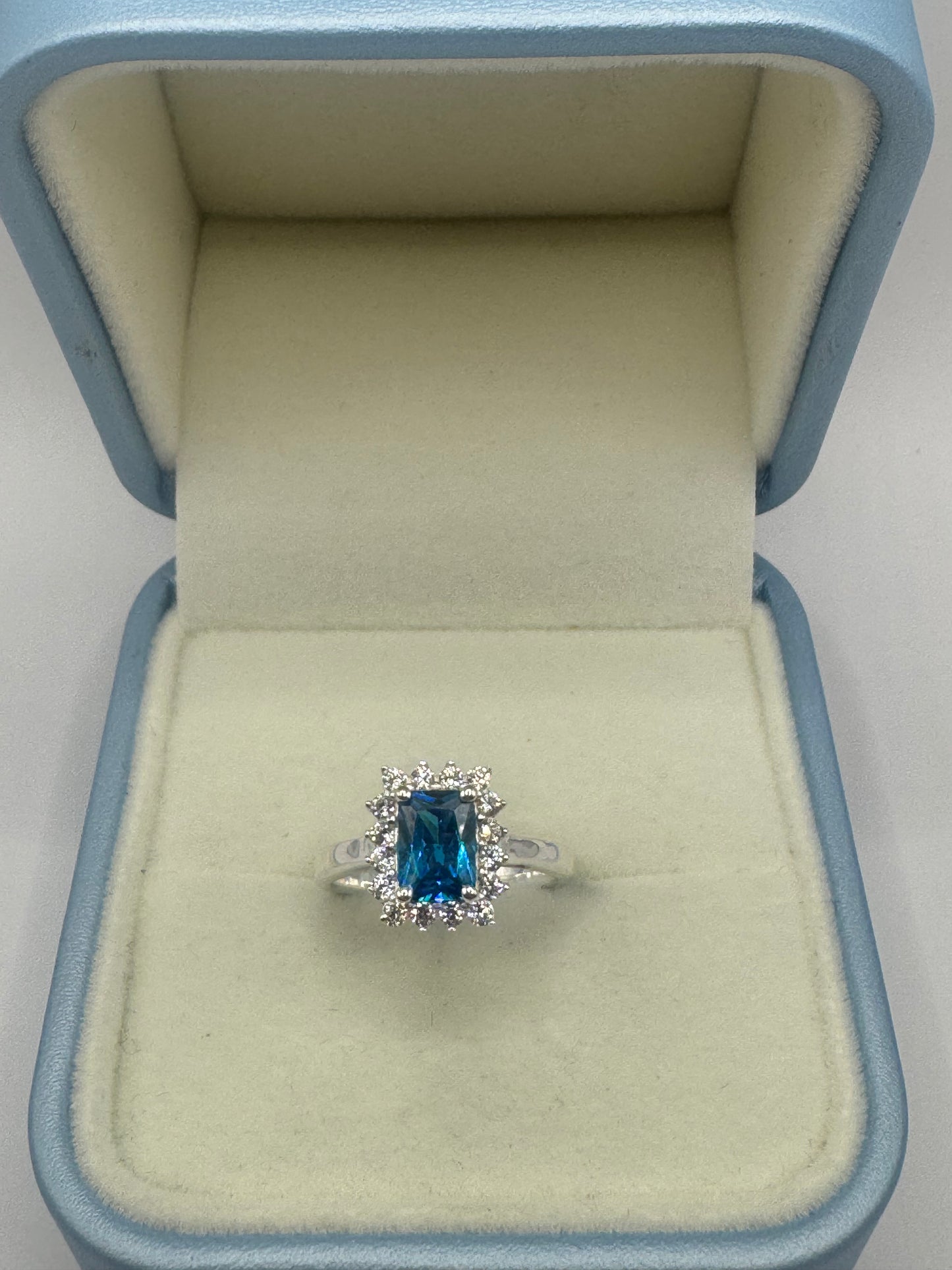 Stirling Silver Topaz & Cubic Zirconia Ring