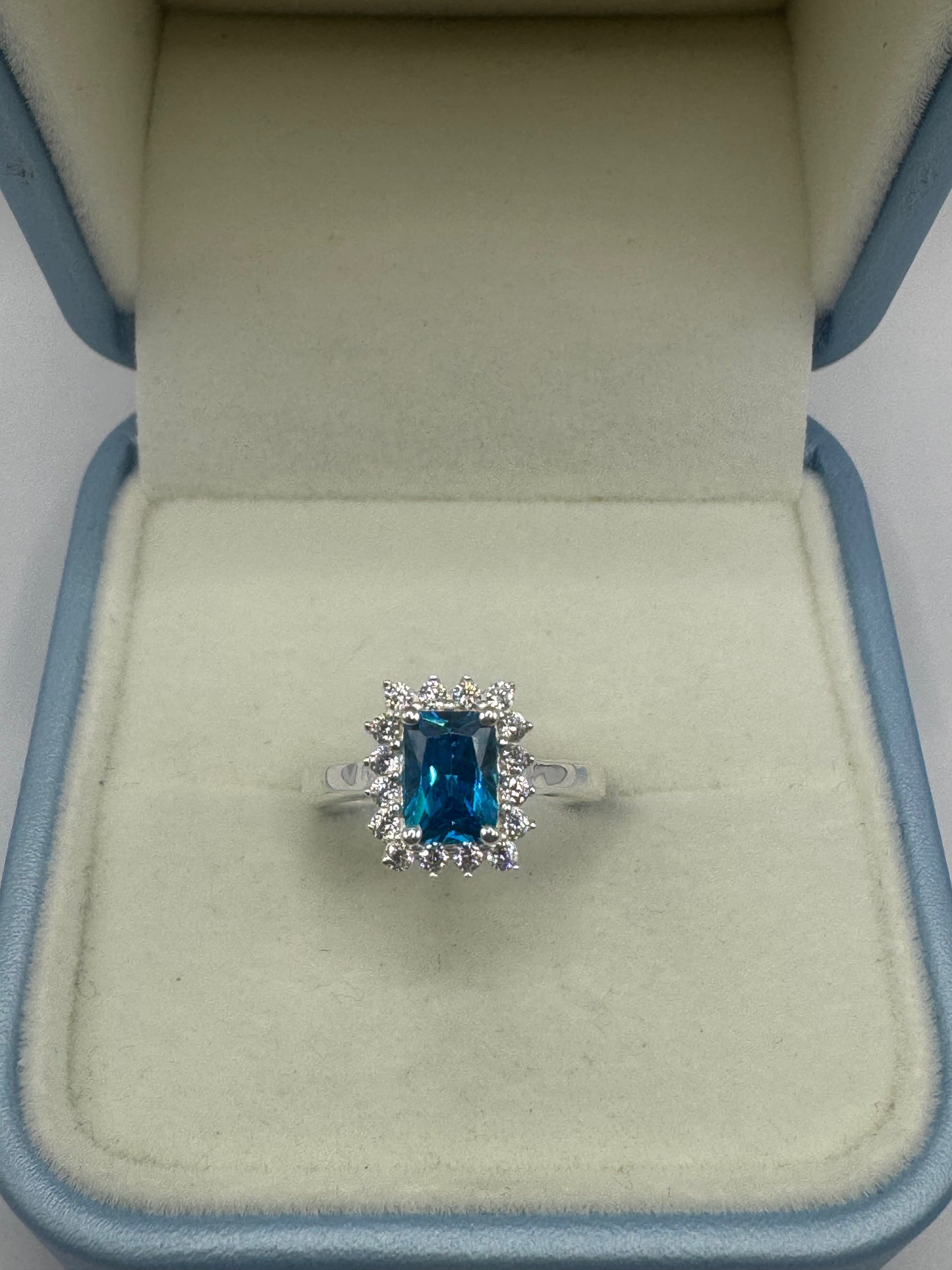 Stirling Silver Topaz & Cubic Zirconia Ring