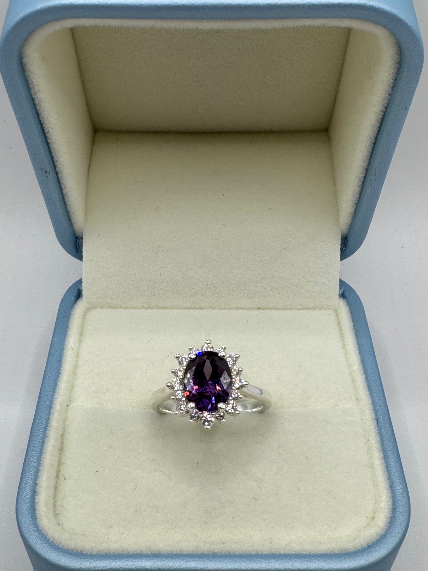 Stirling Silver Amethyst& Cubic Zirconia Ring