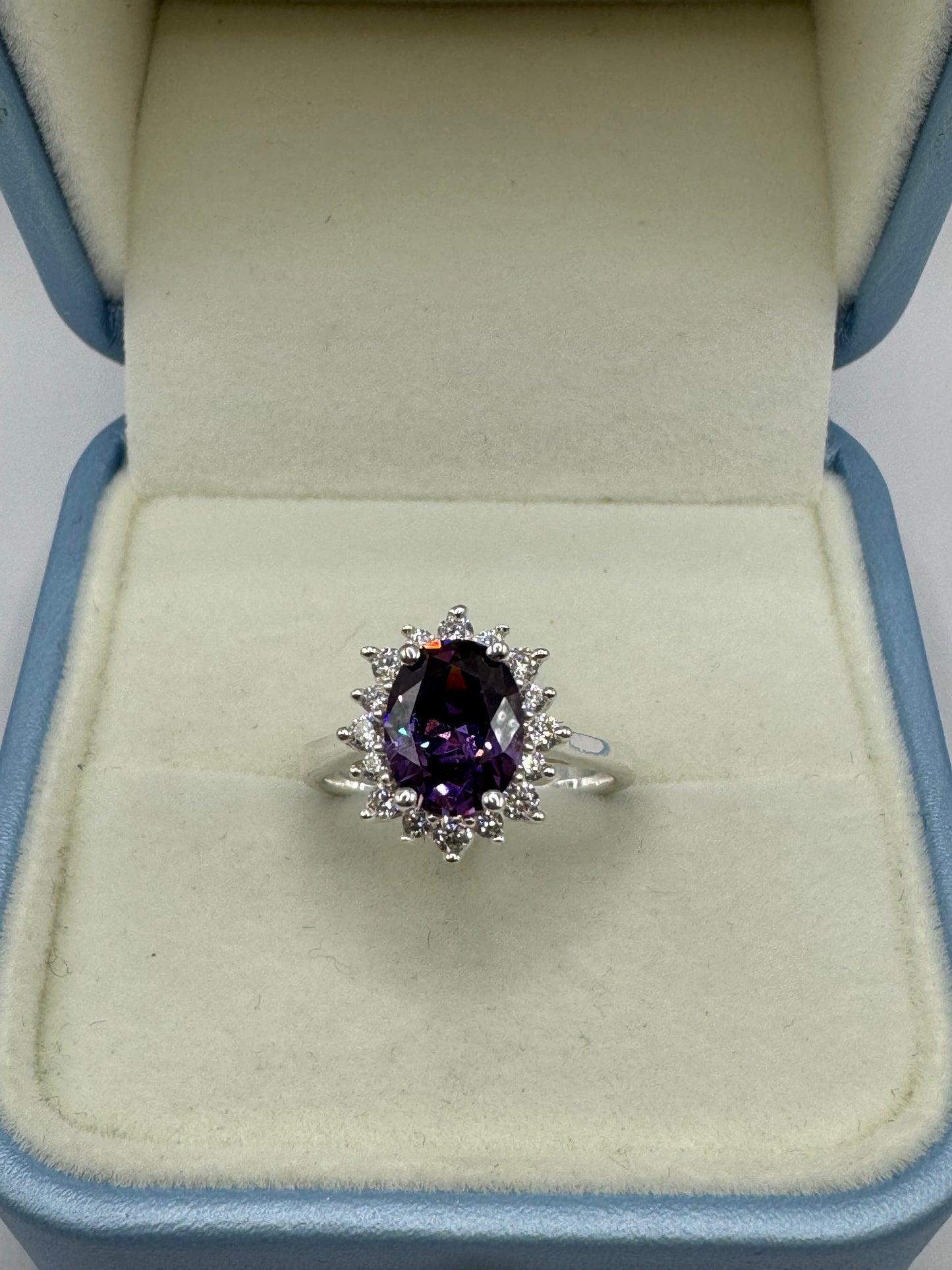 Stirling Silver Amethyst& Cubic Zirconia Ring