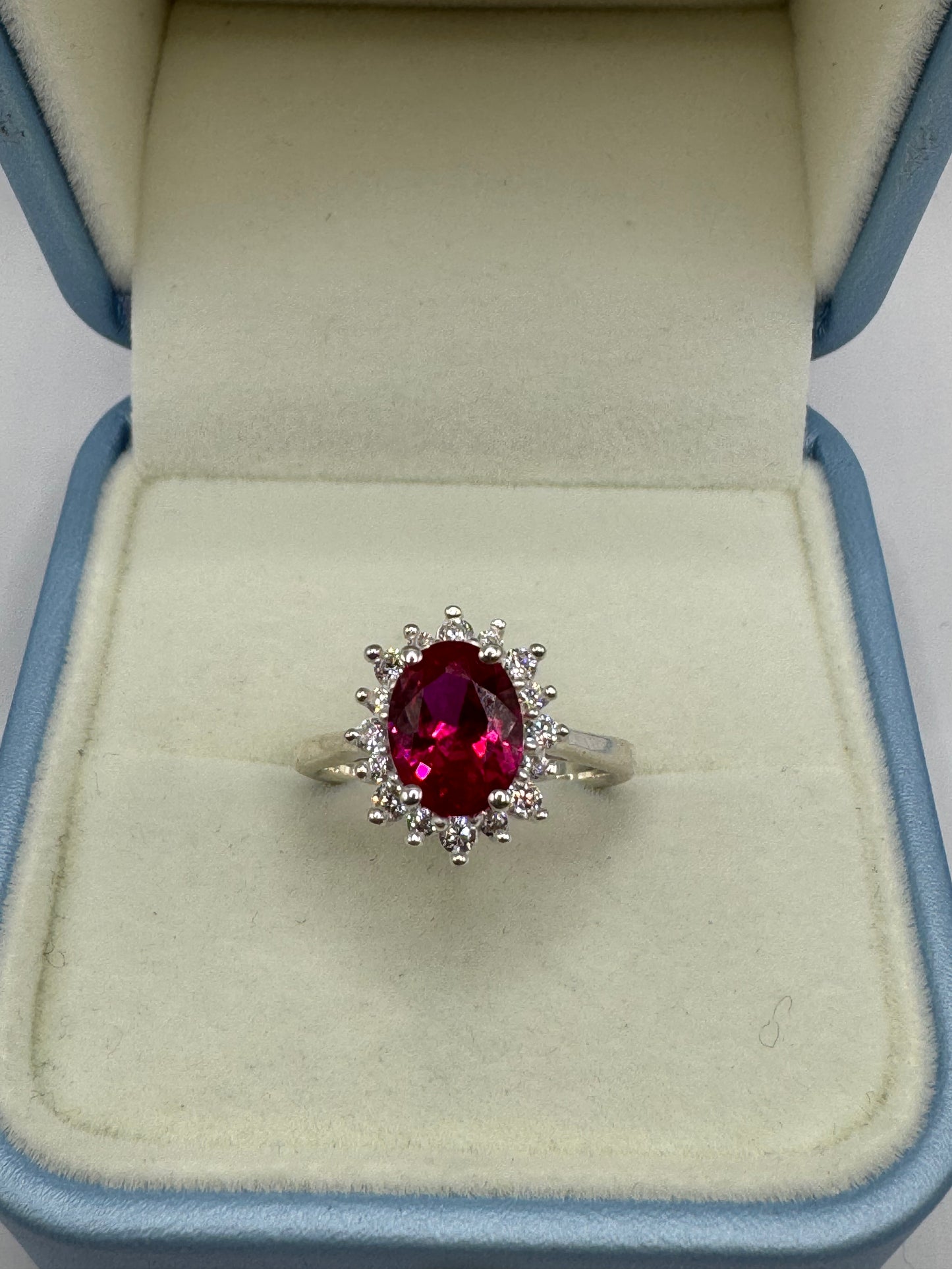 Stirling Silver Ruby & Cubic Zirconia Ring