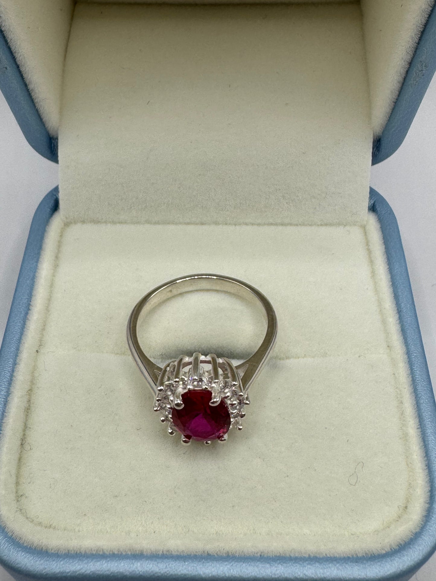 Stirling Silver Ruby & Cubic Zirconia Ring