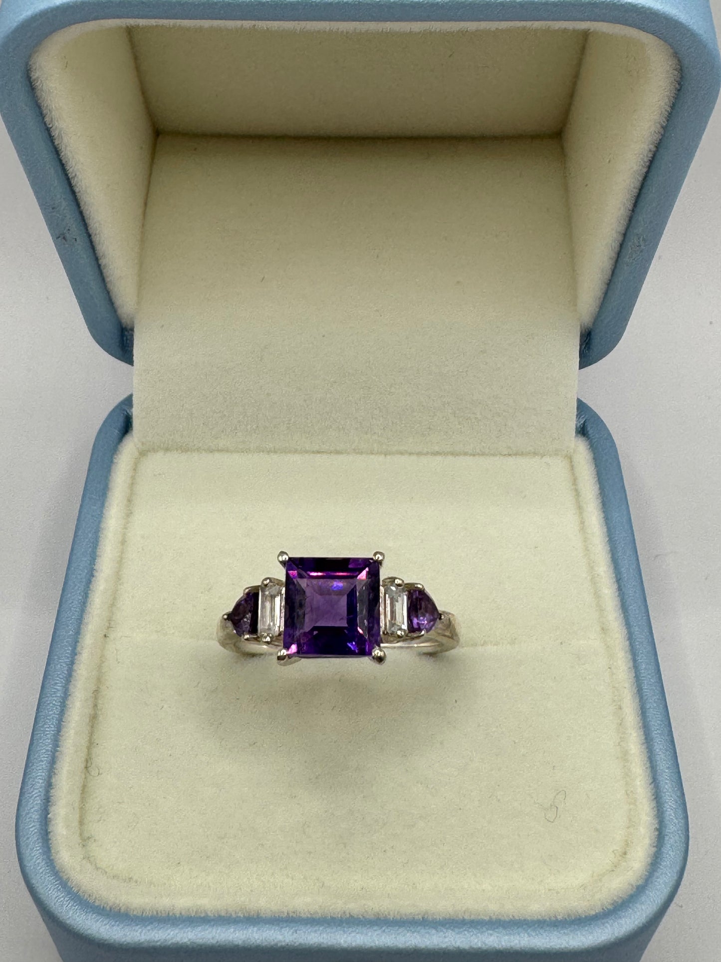 Stirling Silver Amethyst & Zircon Ring