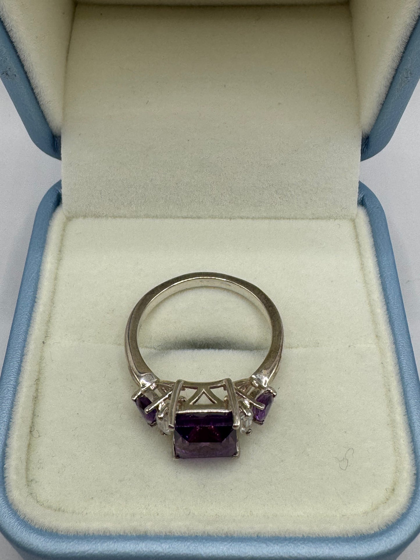 Stirling Silver Amethyst & Zircon Ring