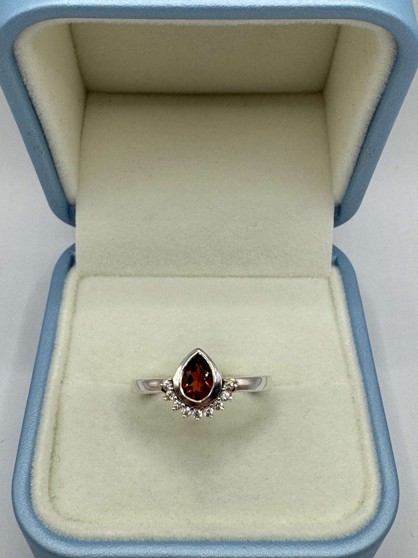 Stirling Silver Garnet & Cubic Zirconia Ring