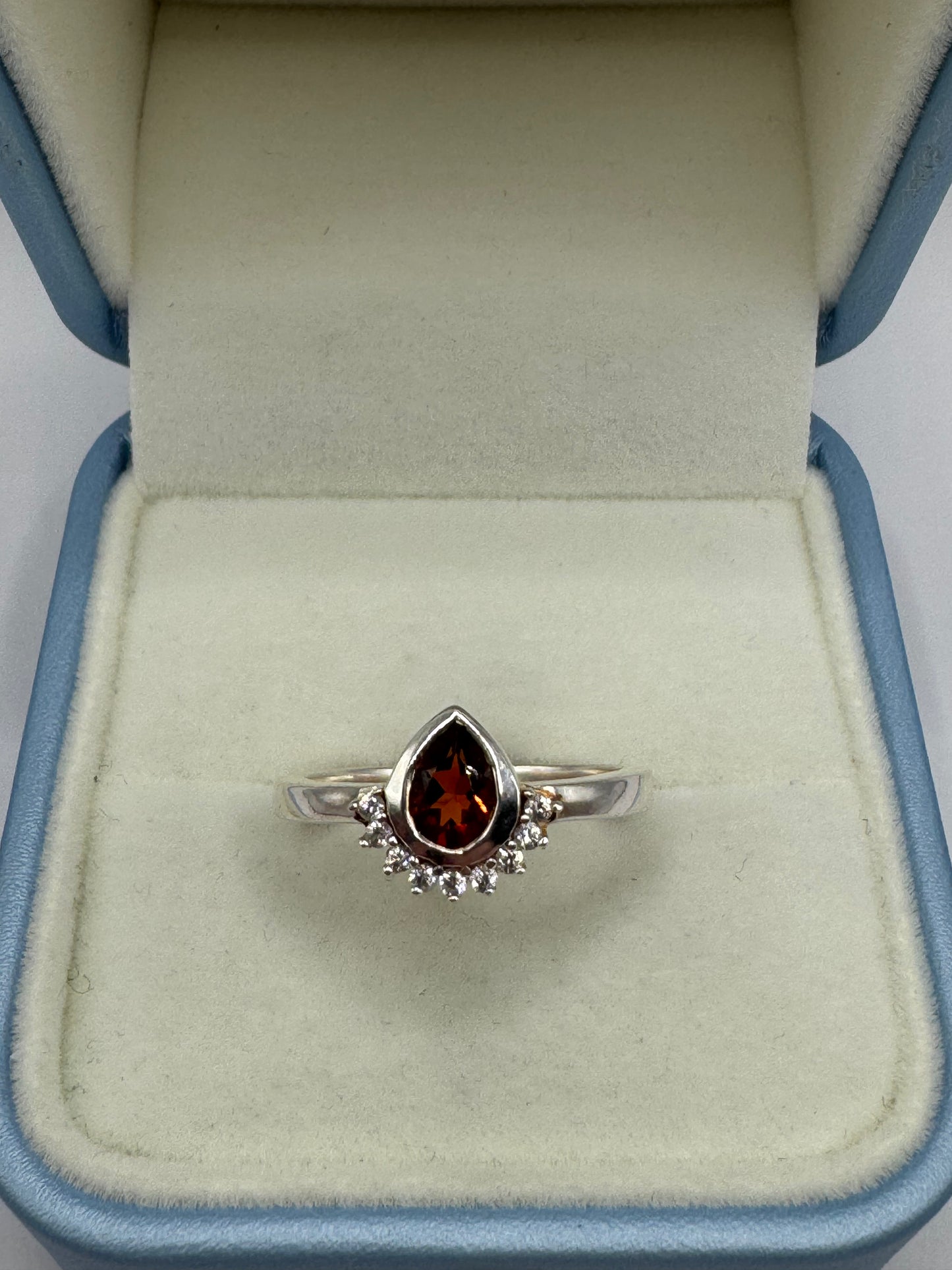 Stirling Silver Garnet & Cubic Zirconia Ring