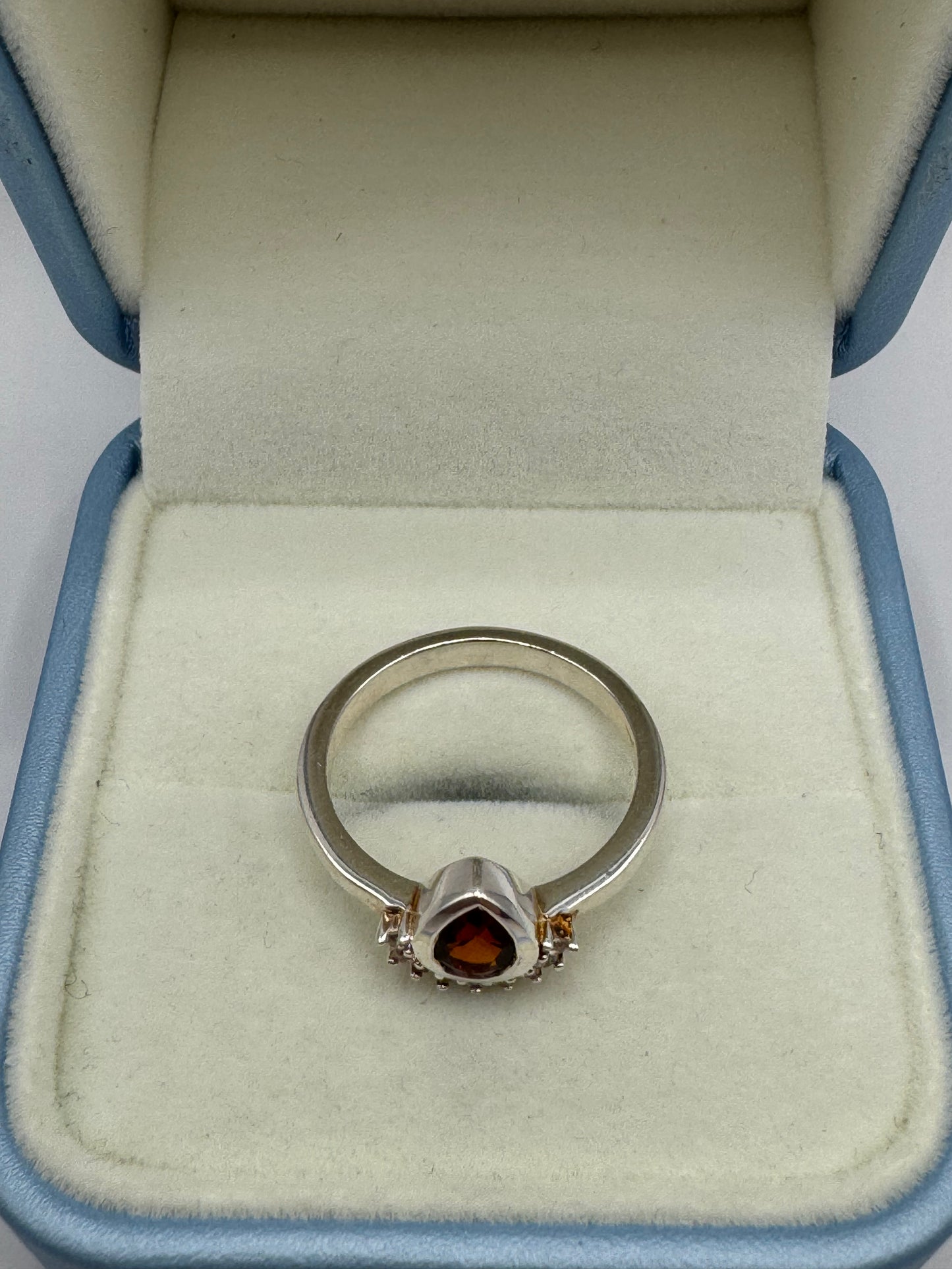 Stirling Silver Garnet & Cubic Zirconia Ring