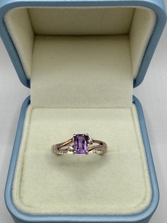 Stirling Silver Amethyst & Cubic Zirconia Ring