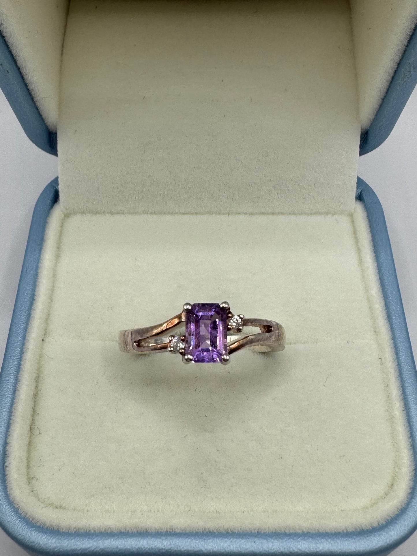 Stirling Silver Amethyst & Cubic Zirconia Ring