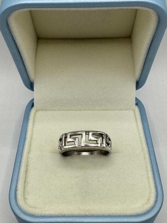 Stirling Silver Greek Key Ring