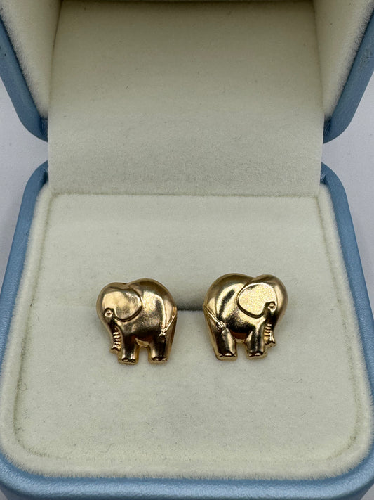 9ct Gold Elephant Earrings