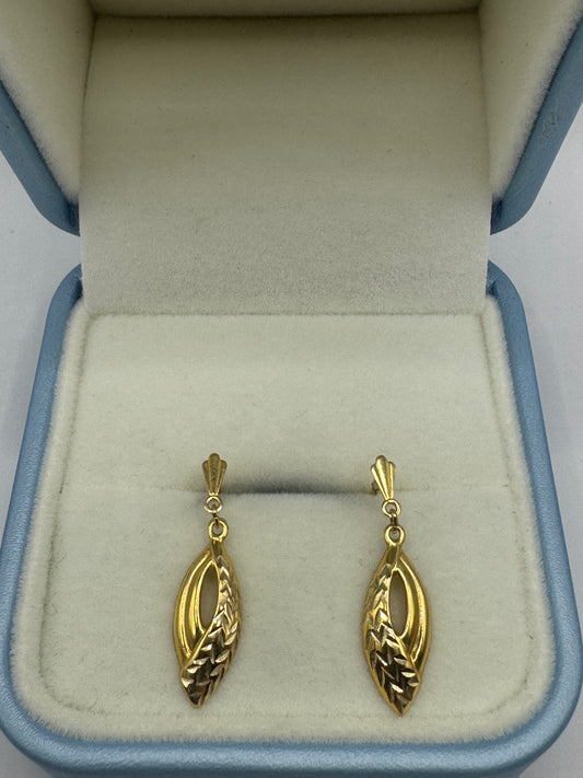 9ct Gold Engraved Earrings