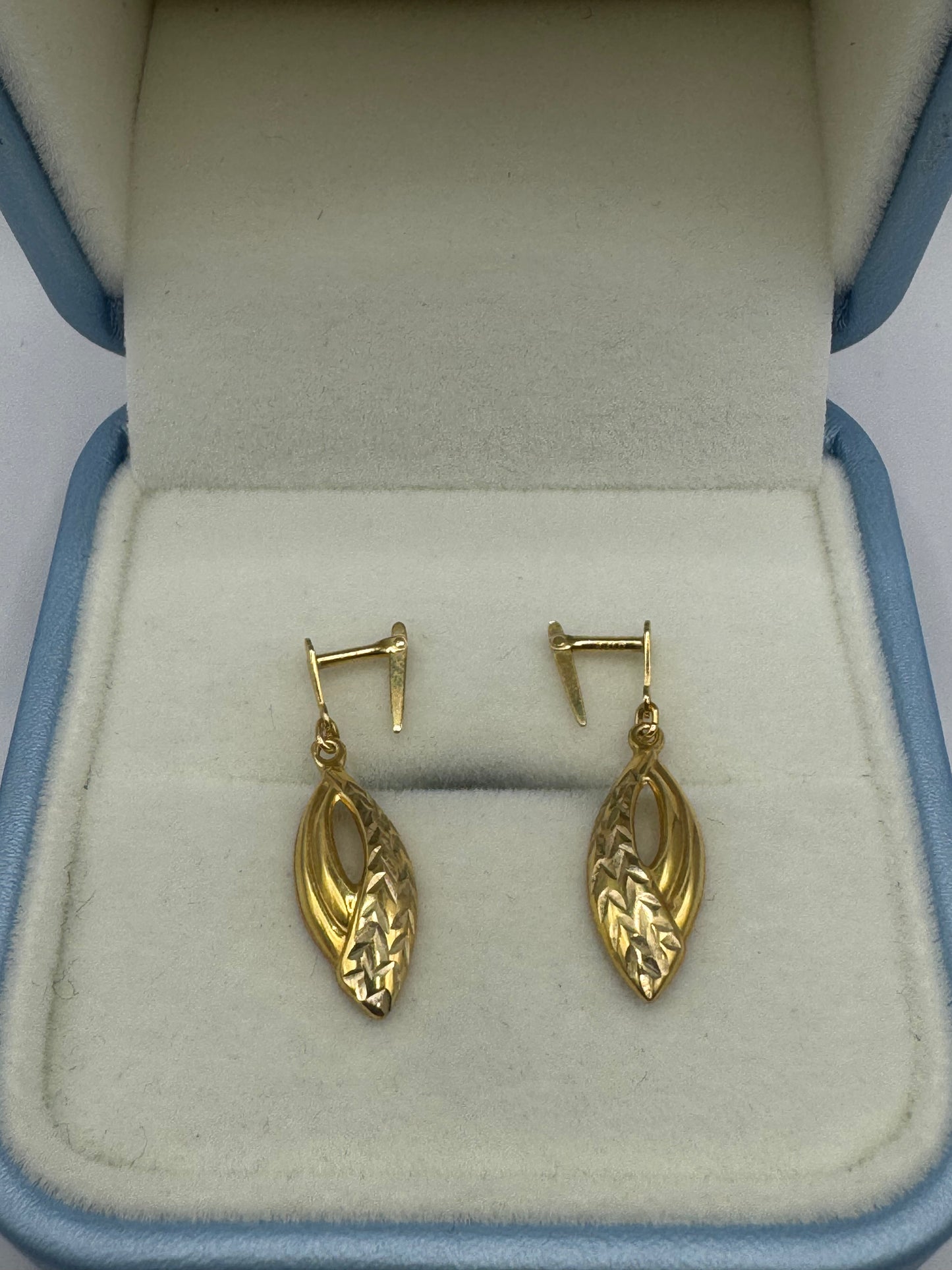 9ct Gold Engraved Earrings