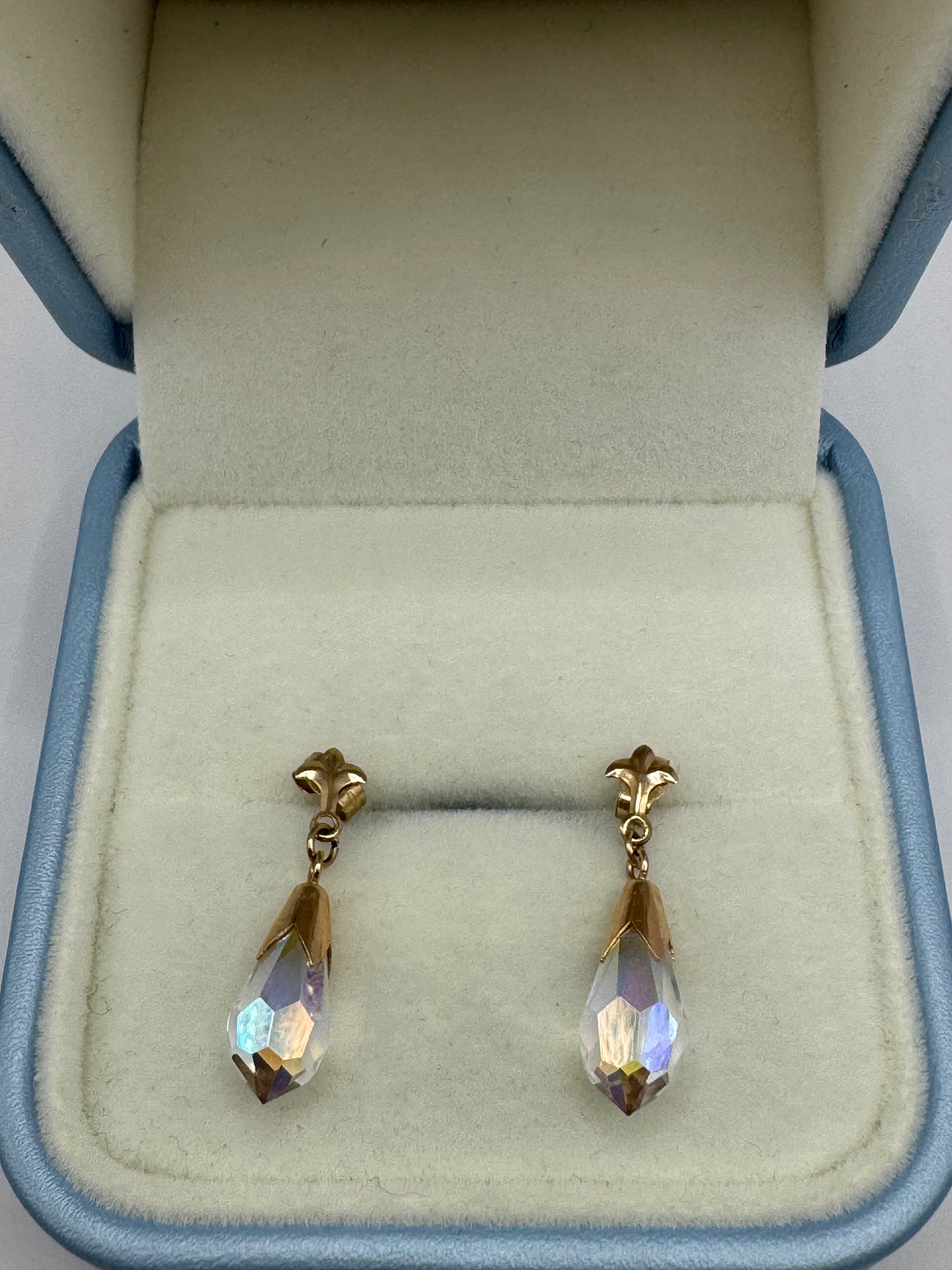 9ct Gold Crystal Earrings