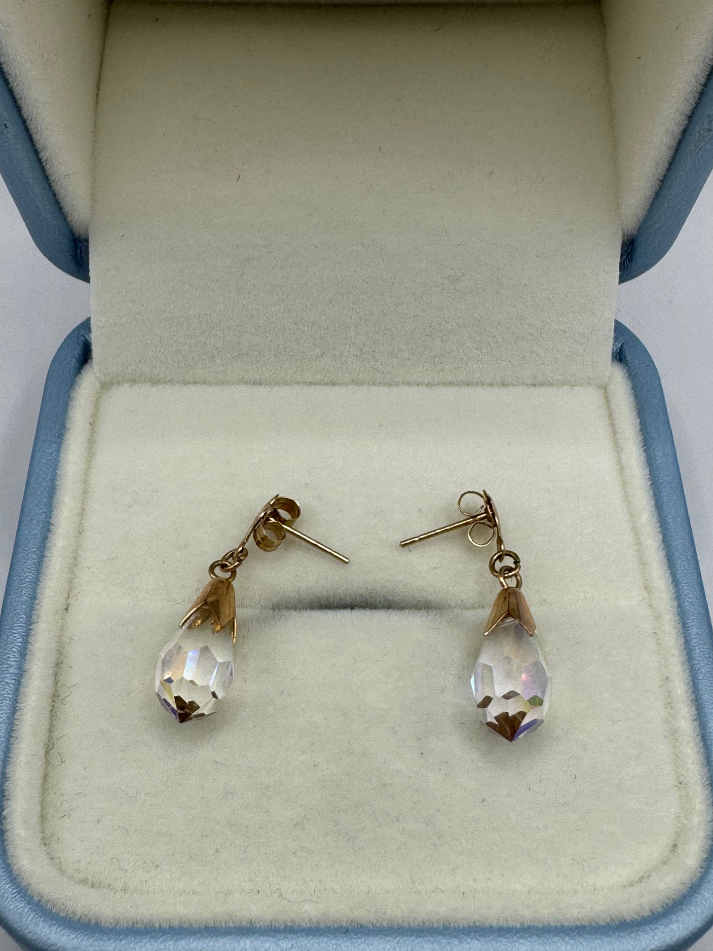9ct Gold Crystal Earrings