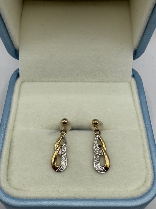 9ct Gold Two Tone Earrings